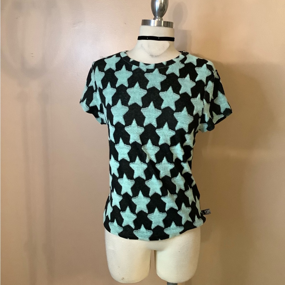 New Basic Pleasure Mode Blueberry Star Babydoll Tee Shirt size 14 LG/XL Y2K